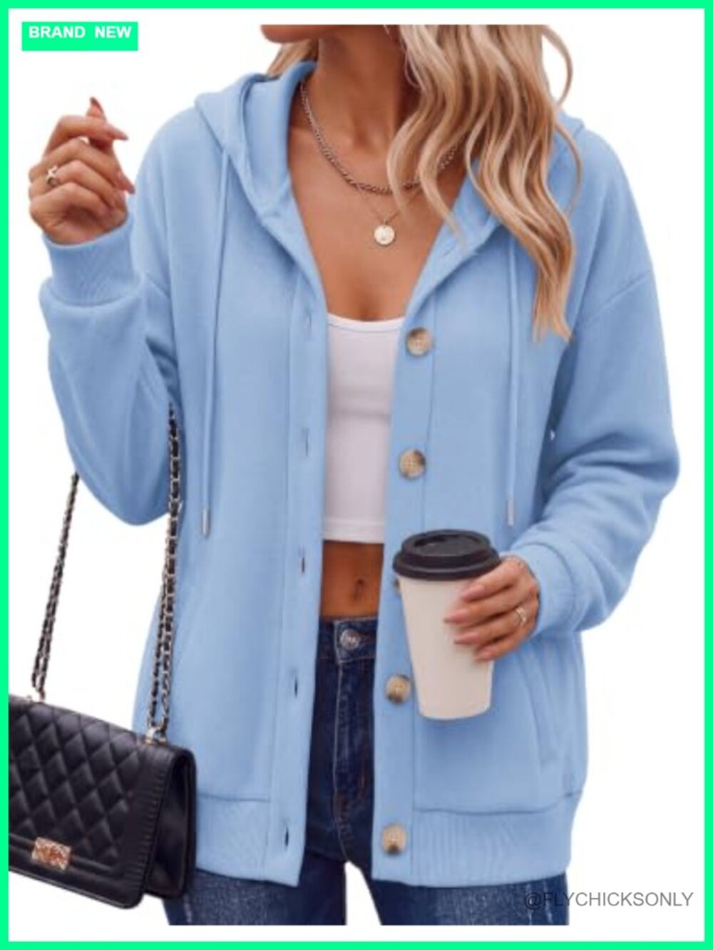 Zeagoo Women's Button Front Hoodie Oversized Sweatshirt with Pockets Comfy